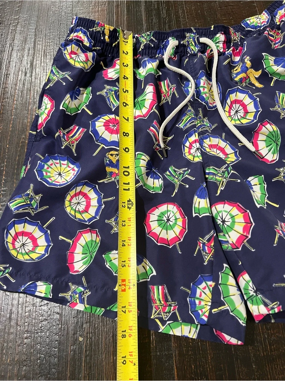 Polo Ralph Lauren Mens L Swim Trunks Polo Bear Beach Umbrella Navy Shorts